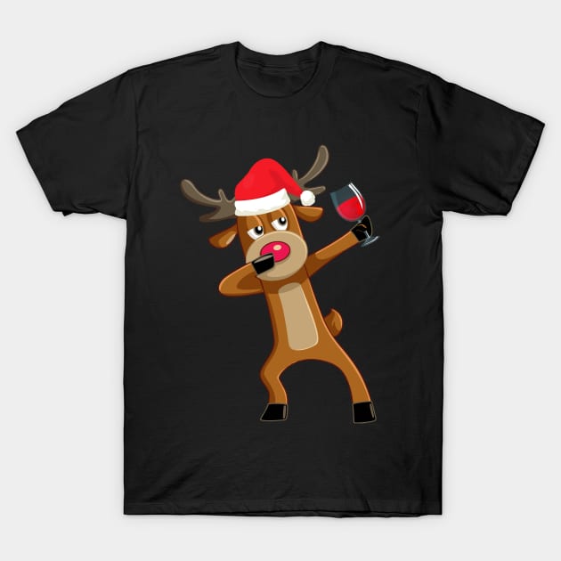 Rudolph The Red Nosed Reindeer Funny Wine Lover Family Christmas Gift T-Shirt by BadDesignCo